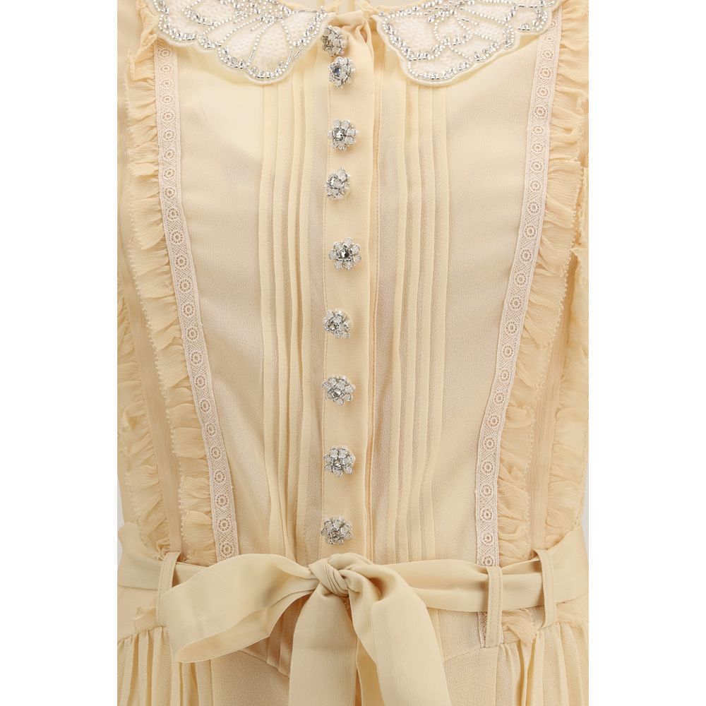 Self-Portrait Beige Viscose Casual Dress