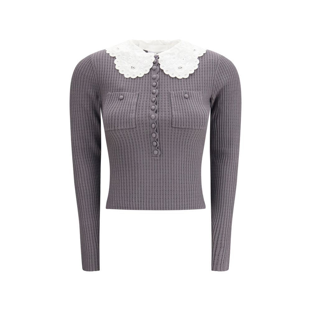 Self-Portrait Gray Viscose Shirt