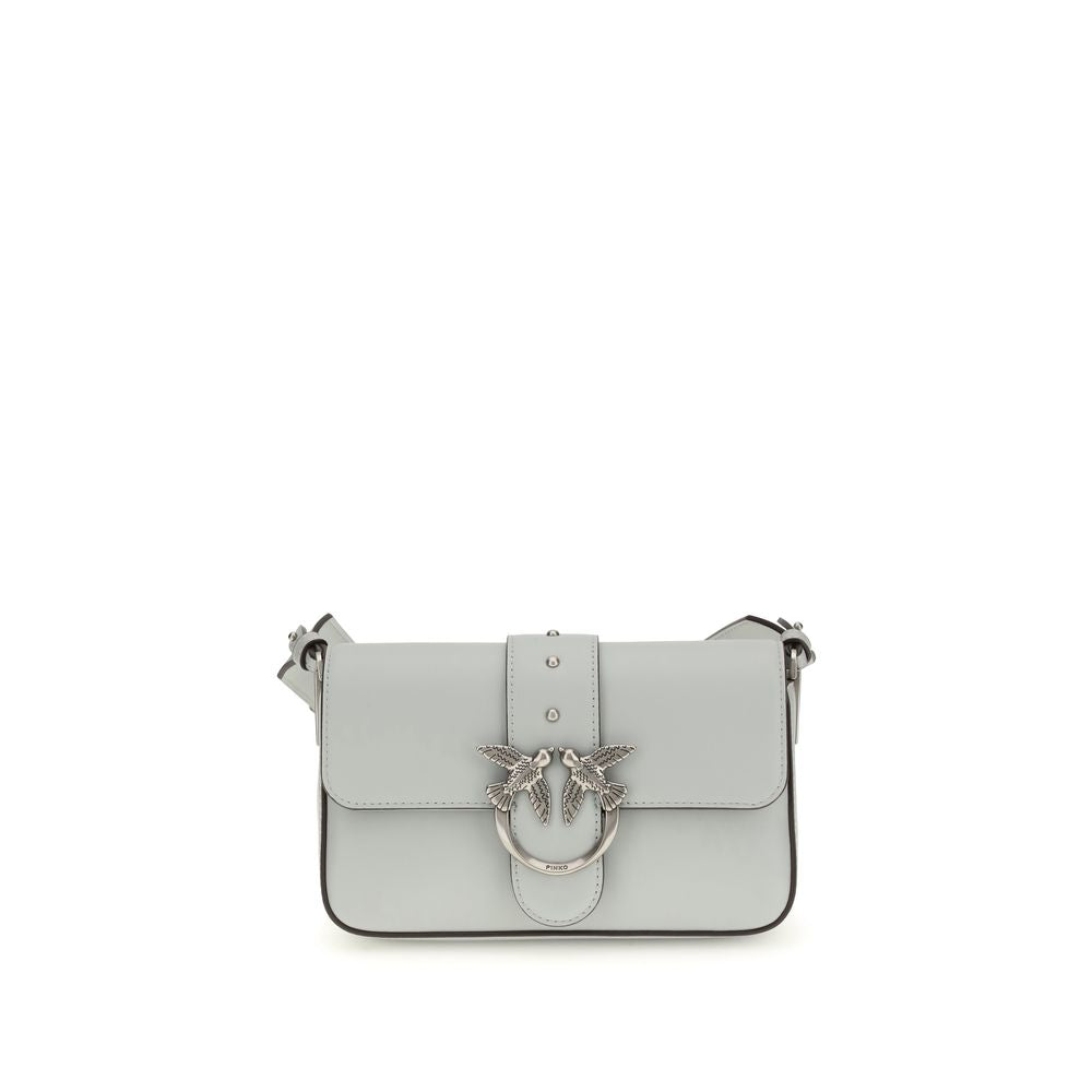 PINKO Gray Calf Leather Bos Taurus Shoulder Bag