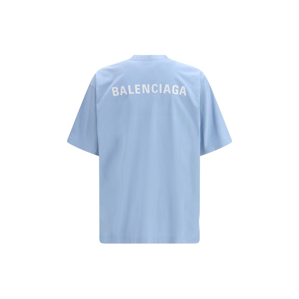 Balenciaga Light Blue Cotton T-Shirt