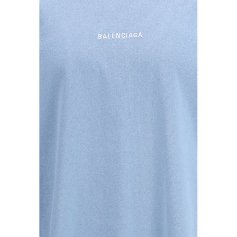 Balenciaga Light Blue Cotton T-Shirt