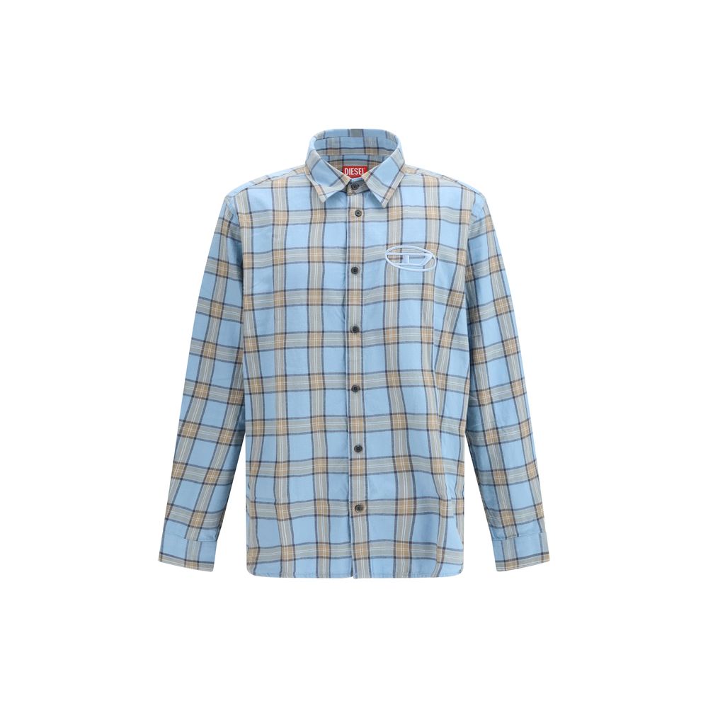 Diesel Light Blue Cotton Pattern Shirt