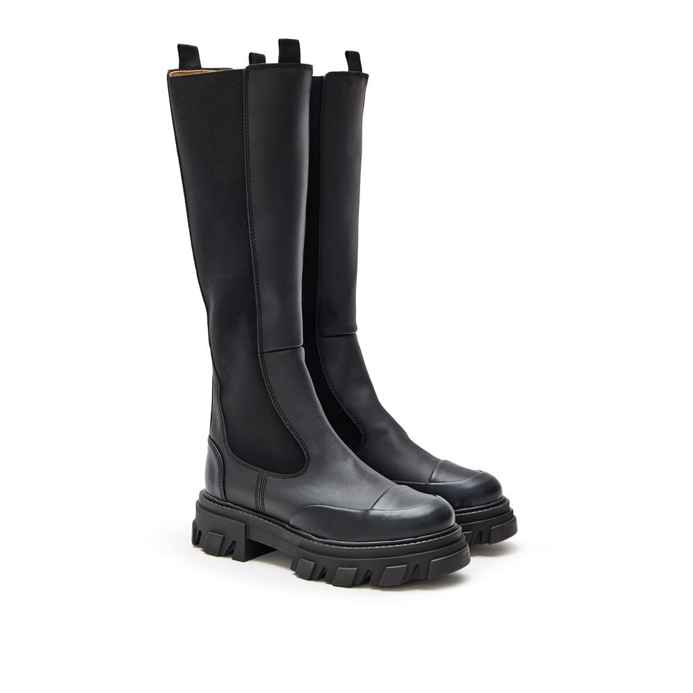 Ganni Black Leather Chelsea Boots