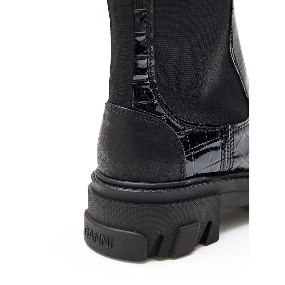 Ganni Black Leather Chelsea Boots