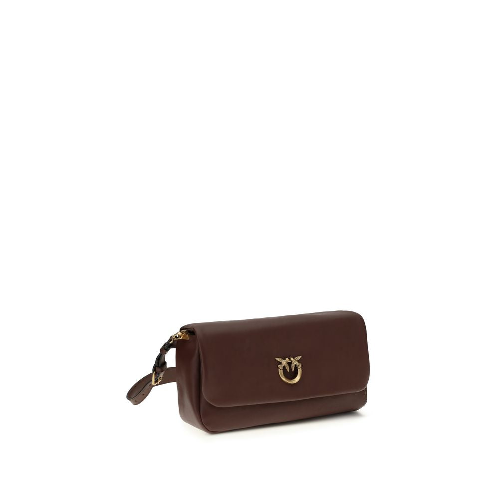 PINKO Brown Calf Leather Bos Taurus Shoulder Bag