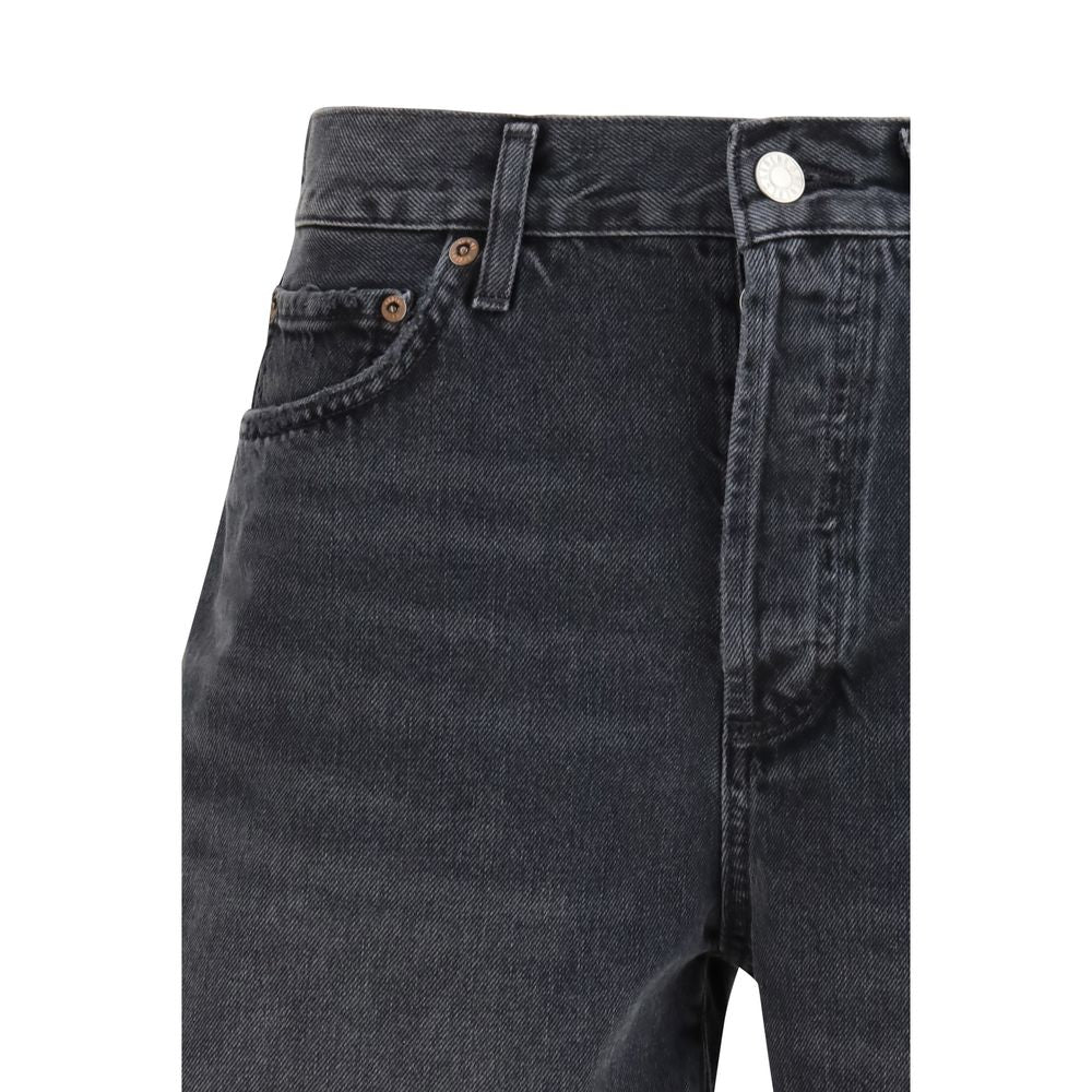 Agolde Black Cotton Bermuda Shorts