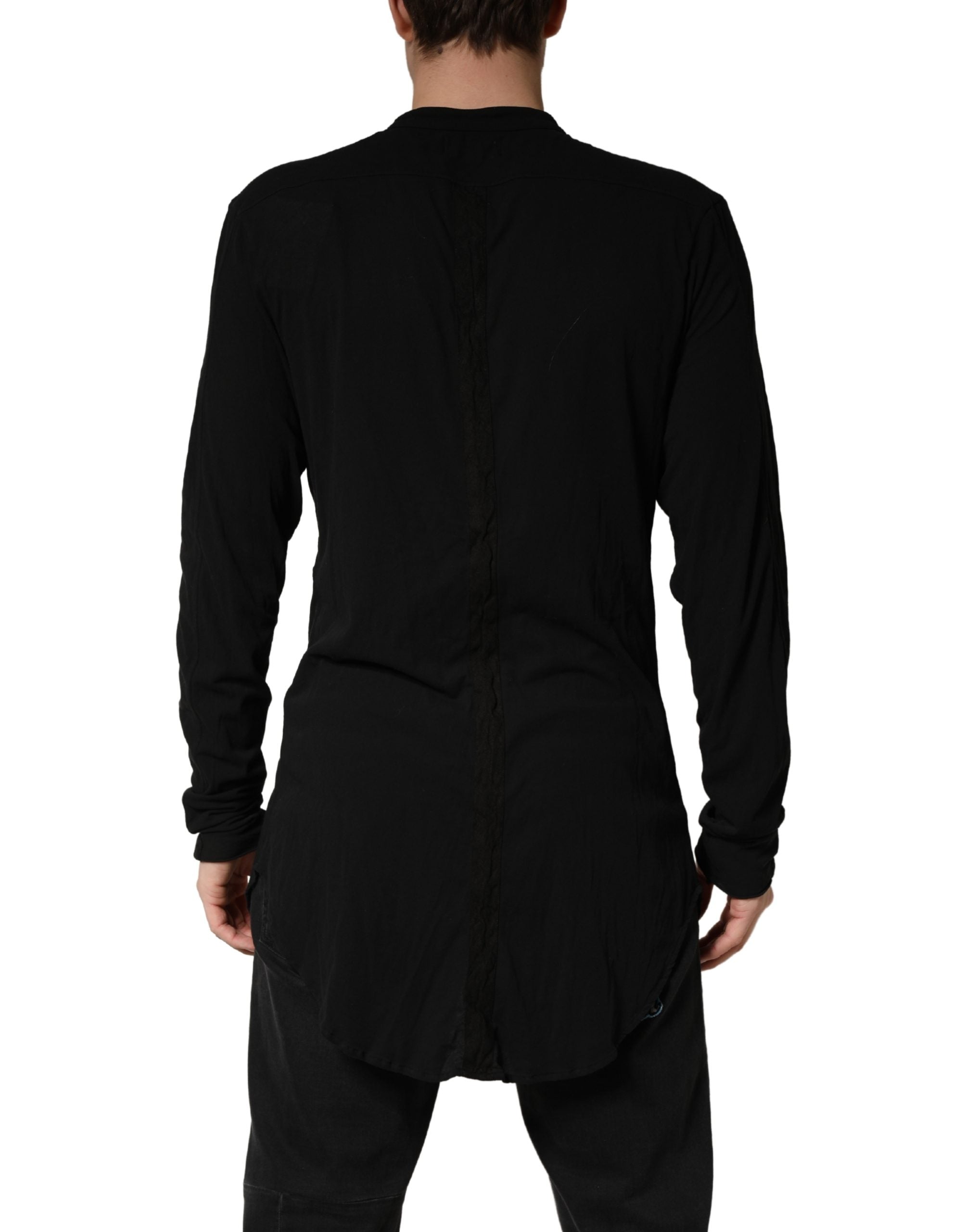 Allude Black Button Down Long Sleeves Men Cardigan Sweater