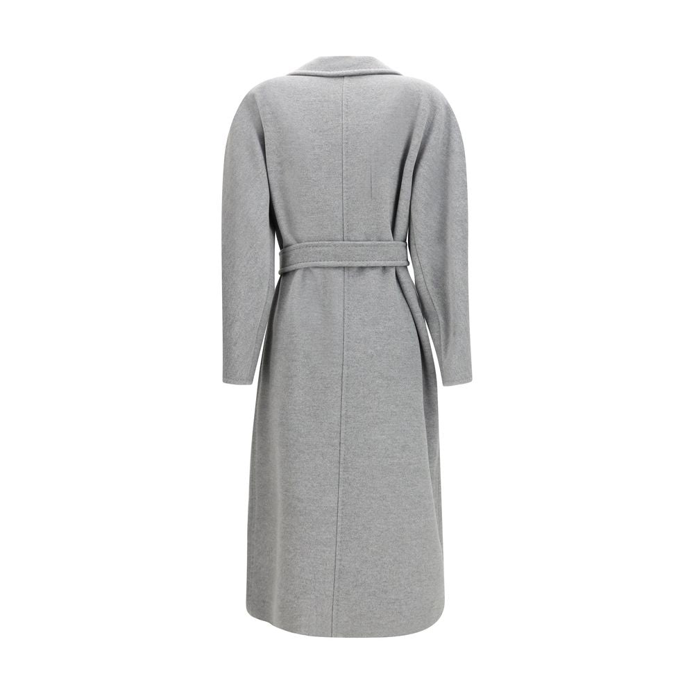 Max Mara Grey Fleece Wool Coat