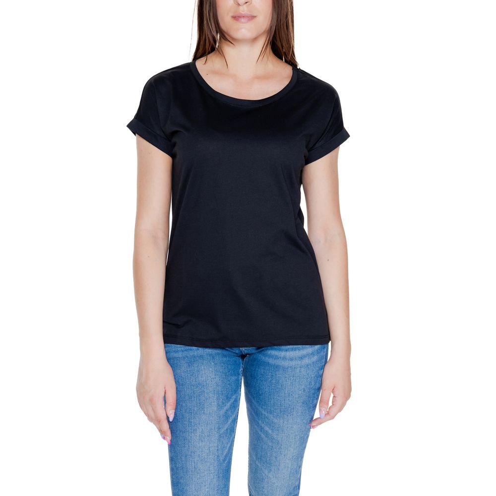 Vila Clothes Black Cotton T-Shirt