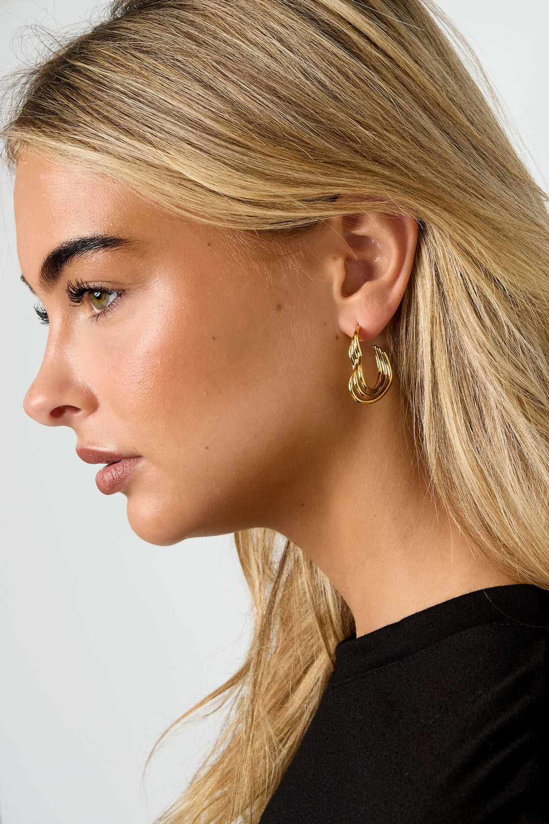 Orecchini a cerchio in acciaio inossidabile con cuore, casual, quotidiani, semplici, gioielli da donna