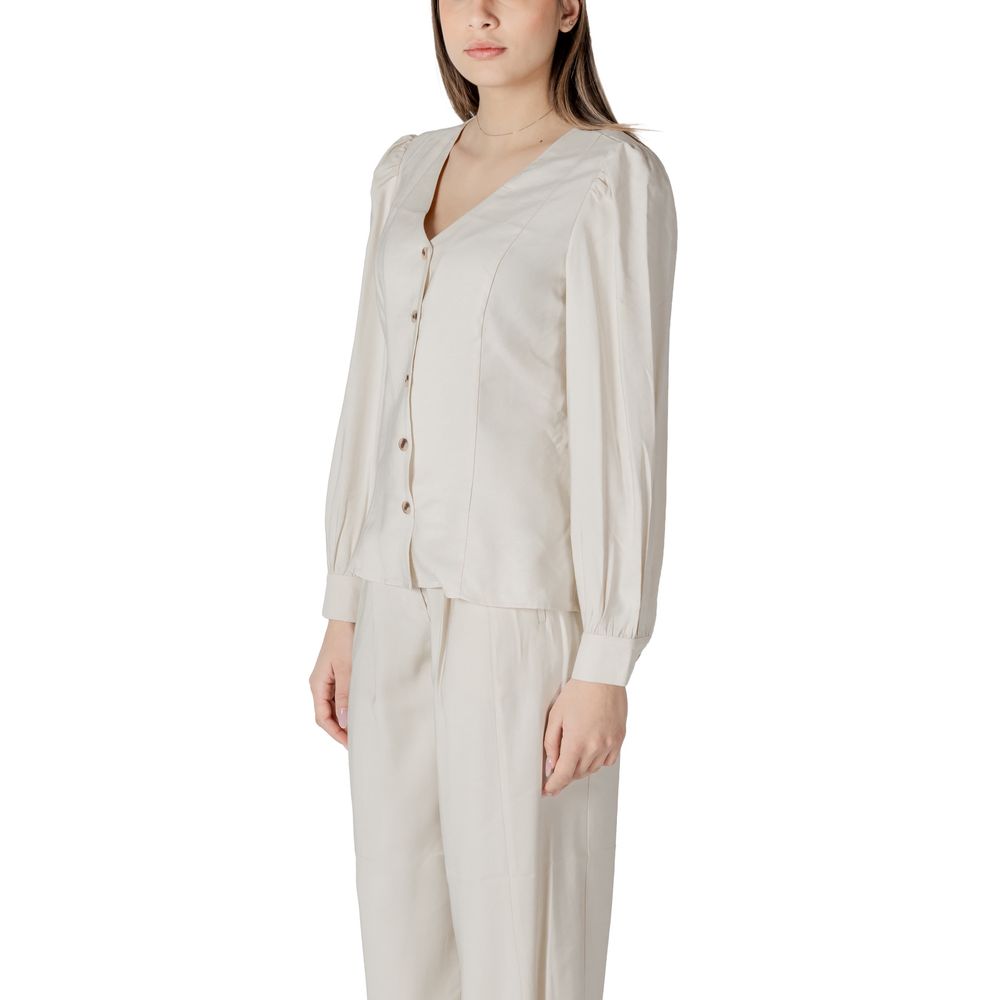 Vila Clothes Beige Viscose Top