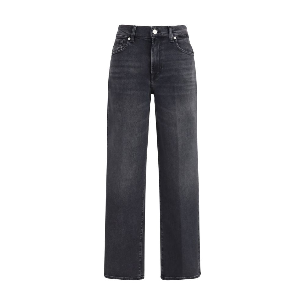 7FOR Schwarze Straight-Leg Jeans aus Baumwolle