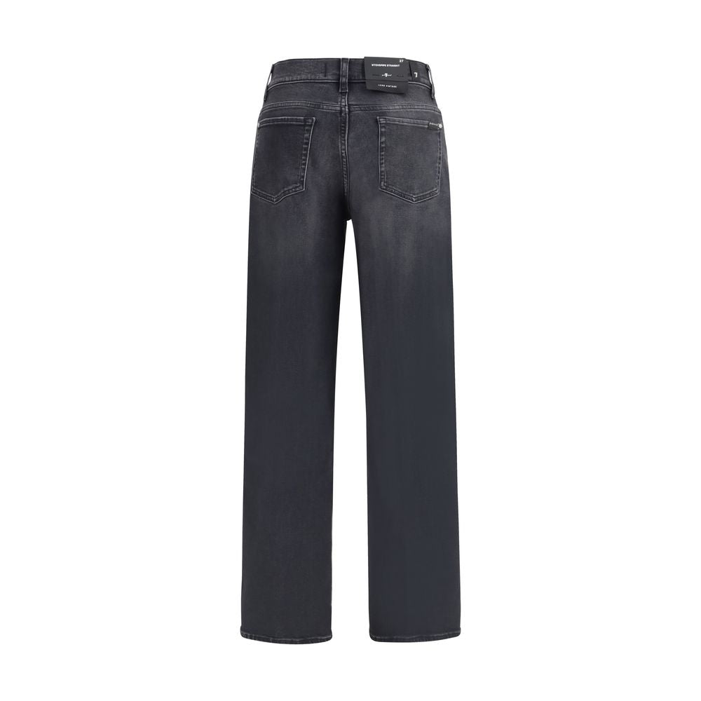 7FOR Schwarze Straight-Leg Jeans aus Baumwolle